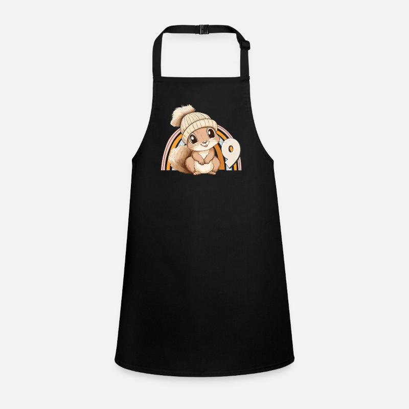 9. Geburtstag Eichhörnchen Regenbogen Süß Niedlich Schürze für Kinder