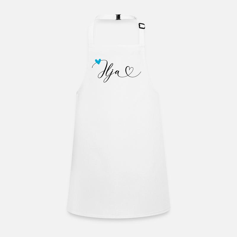 Ilja surname First name Calligraphy heart Children's Apron