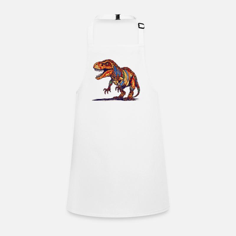 Dino éteint dans des graphismes de pixels colorés Tablier Enfant