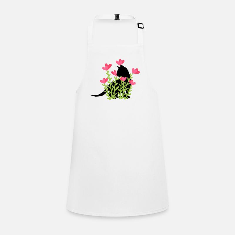Spring design - black cat in the flower bed Children's Apron
