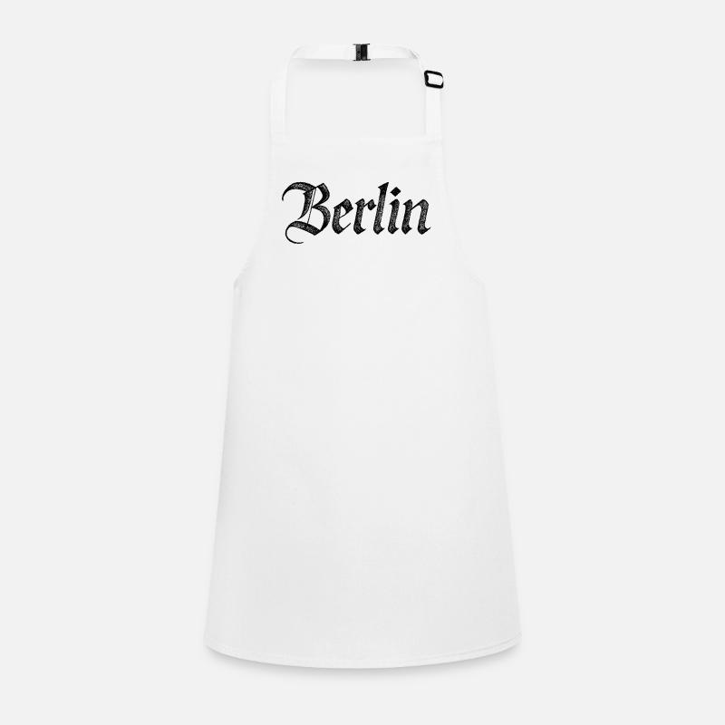 Berlin Gothic Script Vintage Black - Children's Apron - white