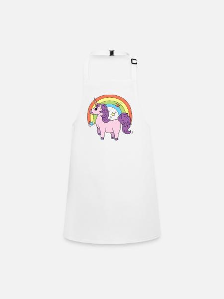 Unicorn Elsbeth in front of a rainbow - Children's Apron - white - Front