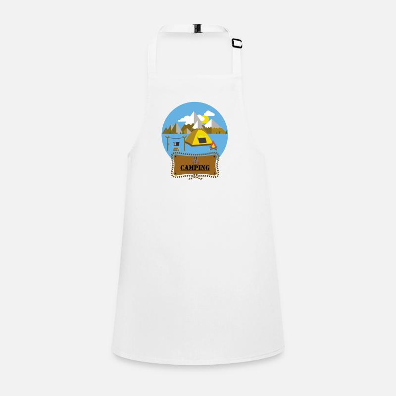 Flat Design Outdoor Camping Campfire Tent Mountains Children's Apron