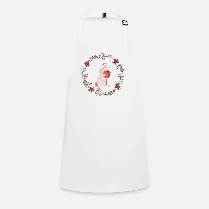 Christmas: rabbits with Christmas present Children's Apron