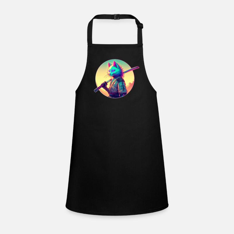 Cyberpunk Cat Samurai Anime Children's Apron