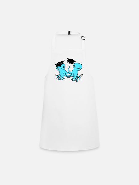 2 Octopus passed two high school graduation college - Children's Apron - white - Front