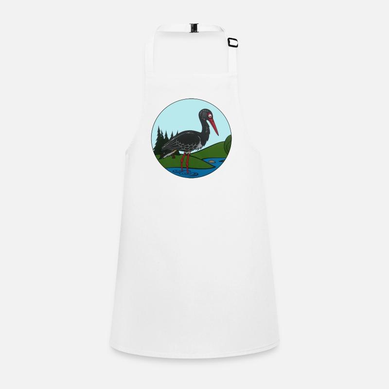 Black stork in circle - Children's Apron - white