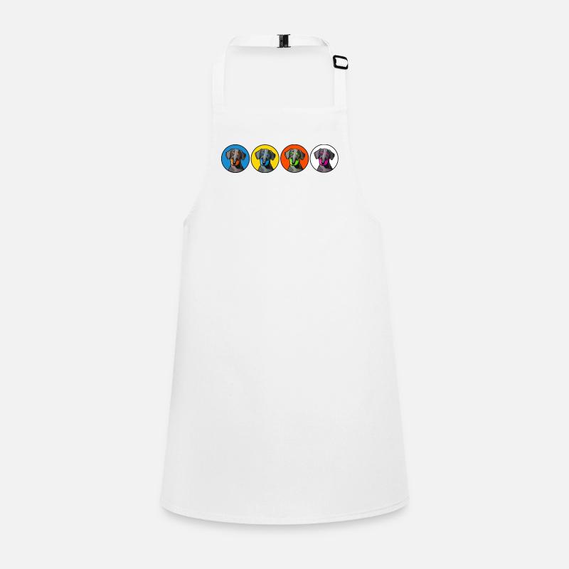Four dachshunds colored in circles Children's Apron