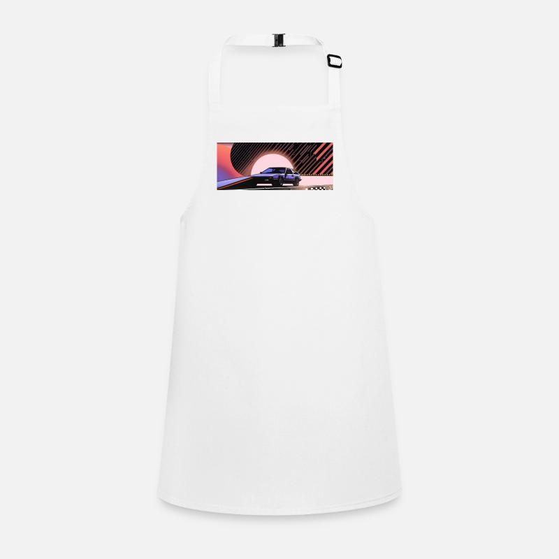 Synthwave sports car car since fiction future Children's Apron