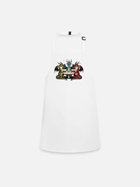 Dragons playing cards - Children's Apron - white - Front