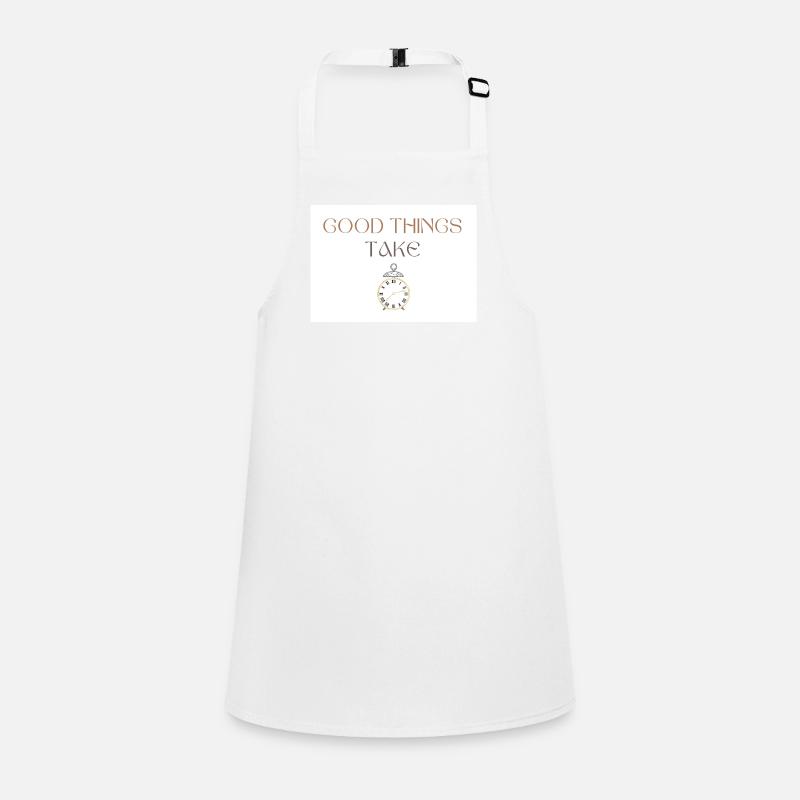 Good Things Take Time Typography with Clock Children's Apron