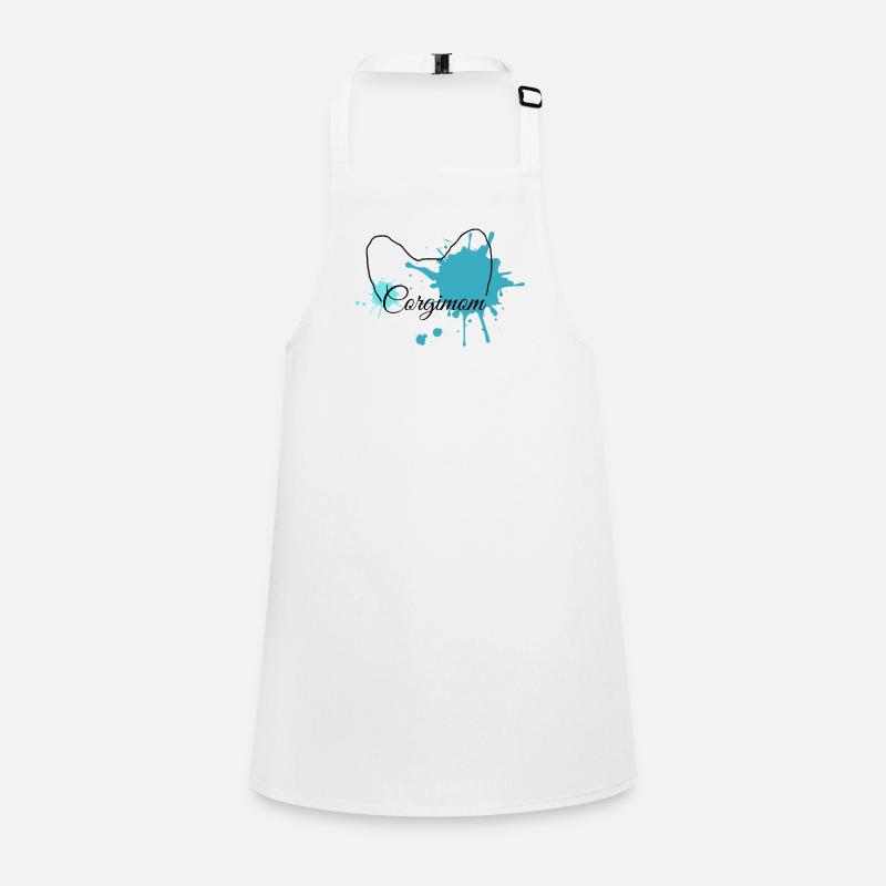 Corgiohren Splash Blau mit Schrift Corgimom Schürze für Kinder