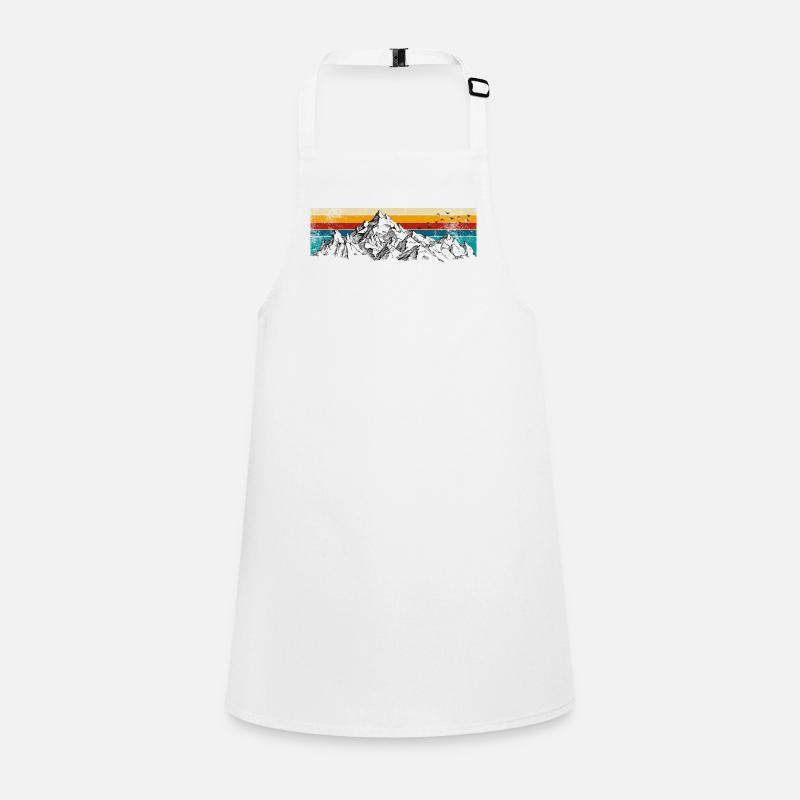 Retro Mountain Silhouette Sunset Stripes Children's Apron