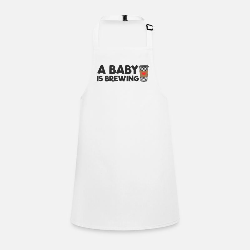 An expectant mother whose baby is brewing coffee Children's Apron