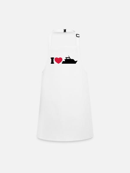 I love my yacht - Ich liebe meine Yacht - Schürze für Kinder - Weiß - Vorne