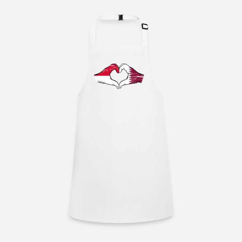 Drapeau Monaco Qatar main coeur Utilisé Tablier Enfant