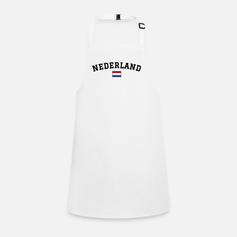 Netherlands Flag Design Black - Children's Apron - white
