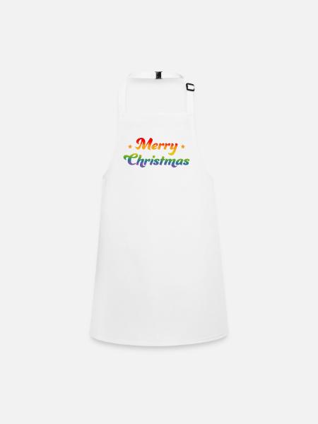 LGBTQI Regenbogen Merry Christmas Sternchen - Schürze für Kinder - Weiß - Vorne
