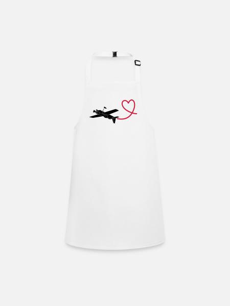 Aerobatic heart fly pilot gift - Children's Apron - white - Front