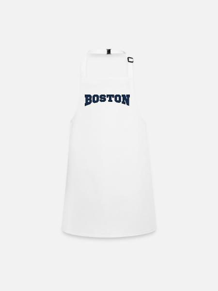 Boston Block Font Logo - Children's Apron - white - Front