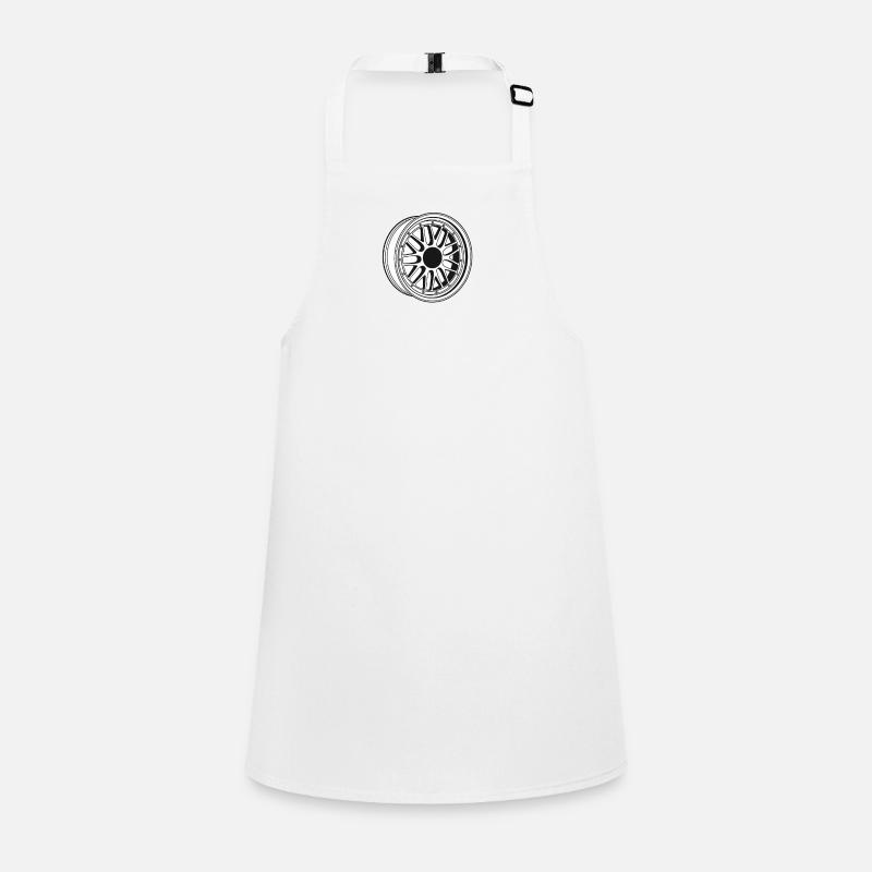 Black and White Wheel Rim Pattern Children's Apron