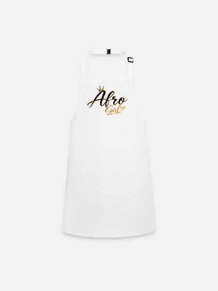 Afro Girl Gold Crown - Children's Apron - white - Front