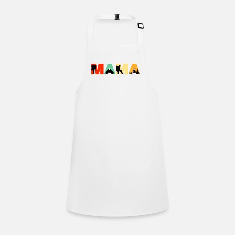 Mama Camping Silhouette rétro de randonnée au coucher de soleil Tablier Enfant