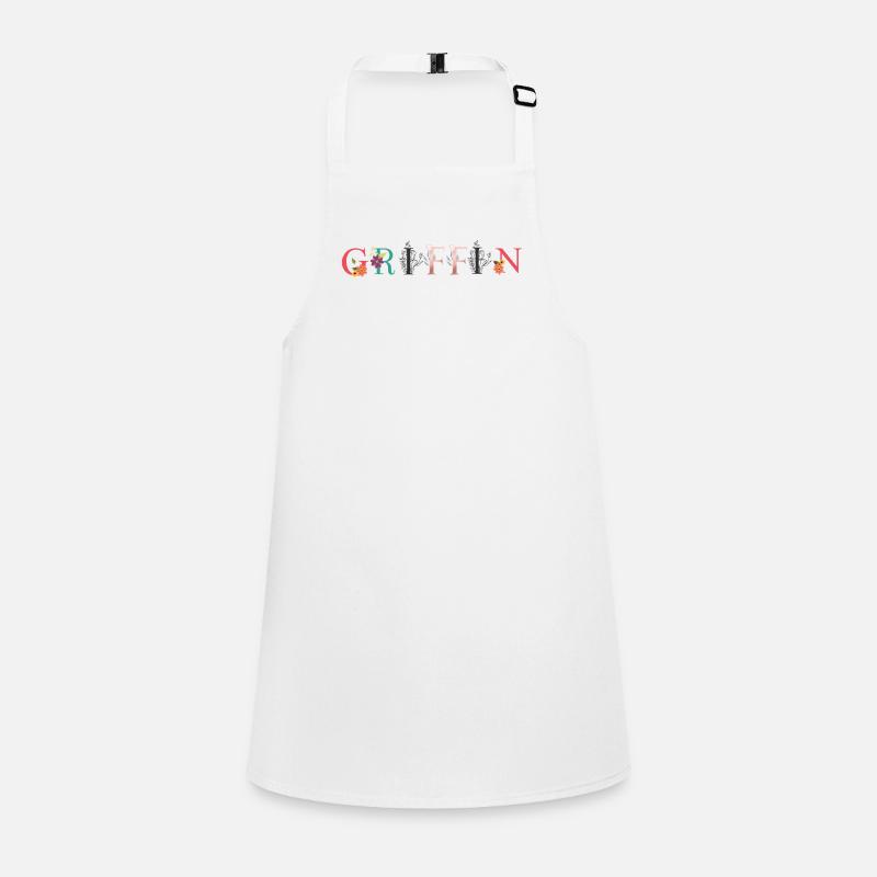 GRIFFIN Name Art With Flowers Embroidered Children's Apron