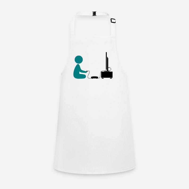 A boy plays with his games console Children's Apron