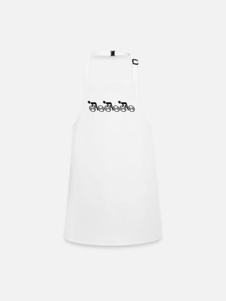3 racing cyclists (racing bike, bicycle, cyclist / L <–R) - Children's Apron - white - Front