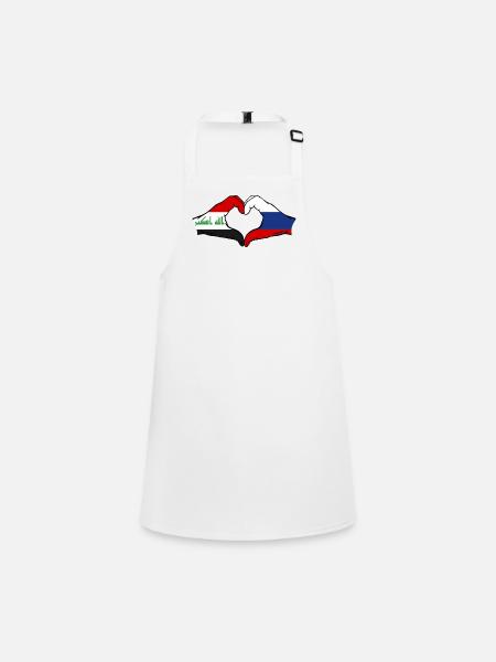 Iraq Russia Flag Hands Heart Shape - Children's Apron - white - Front