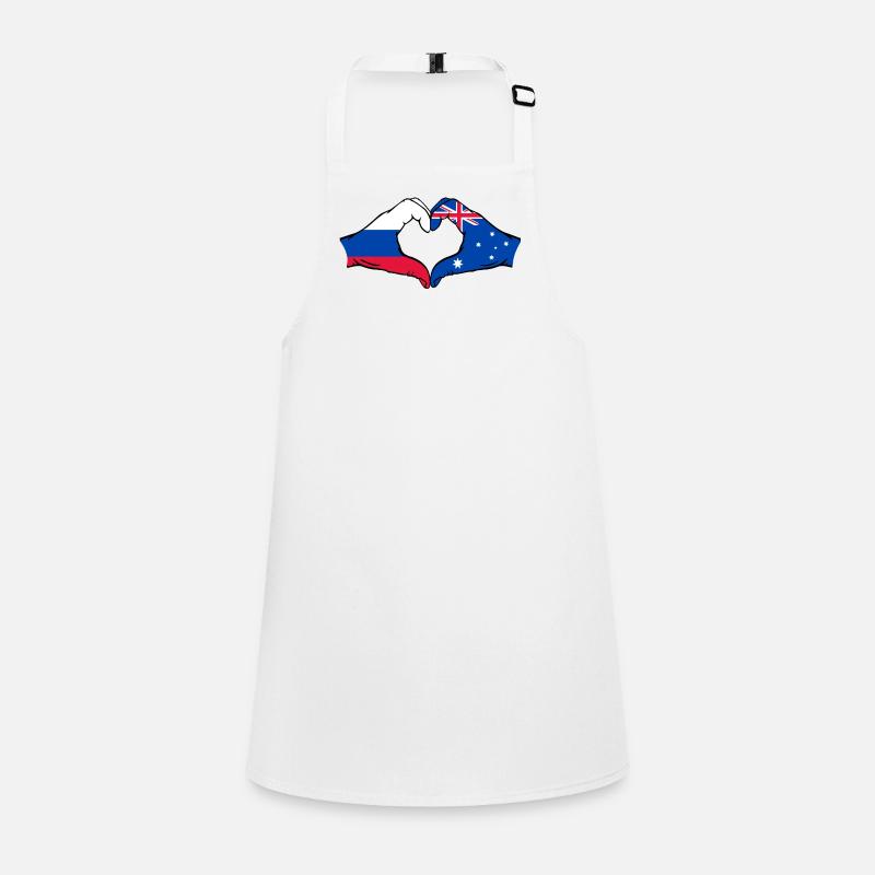 Forme de coeur du drapeau de la Russie et de l’Australie Tablier Enfant