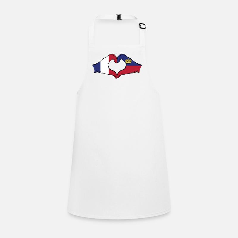 France Liechtenstein Flag Hands Heart Shape Children's Apron