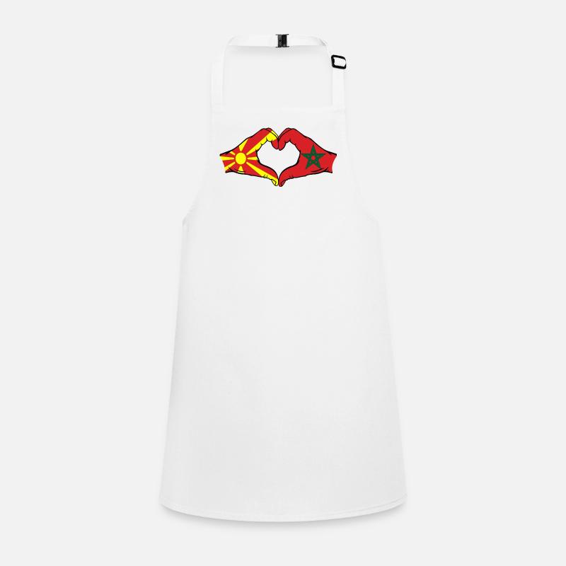 Macédoine Maroc Drapeau Mains Coeur Forme Tablier Enfant