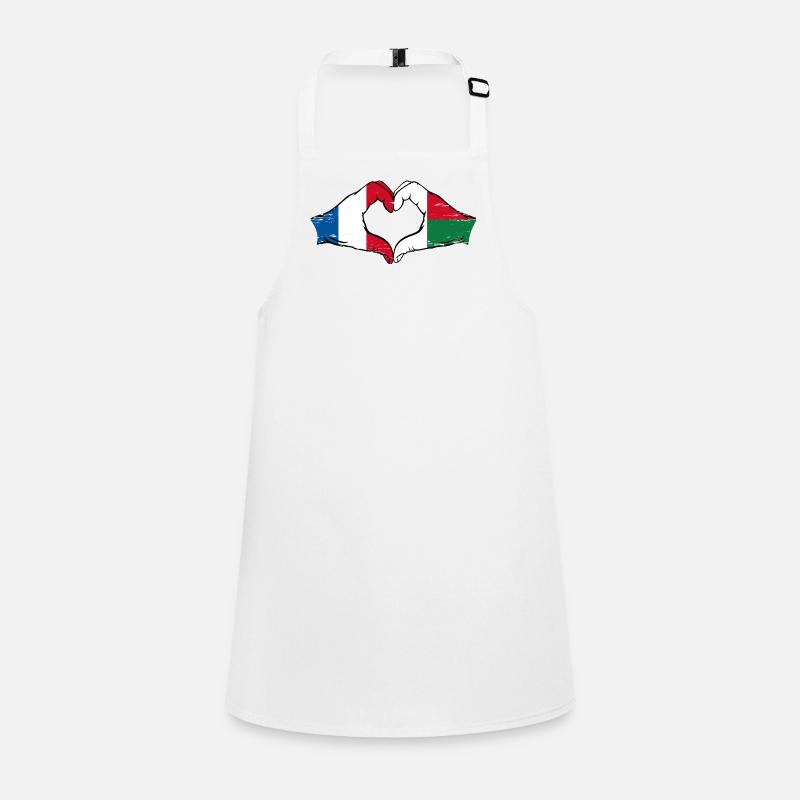 France Madagascar Drapeau Mains Coeur Forme Utilisé Tablier Enfant