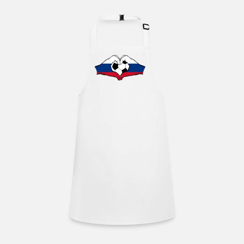 Forme de coeur de mains de football de drapeau de la Russie Tablier Enfant