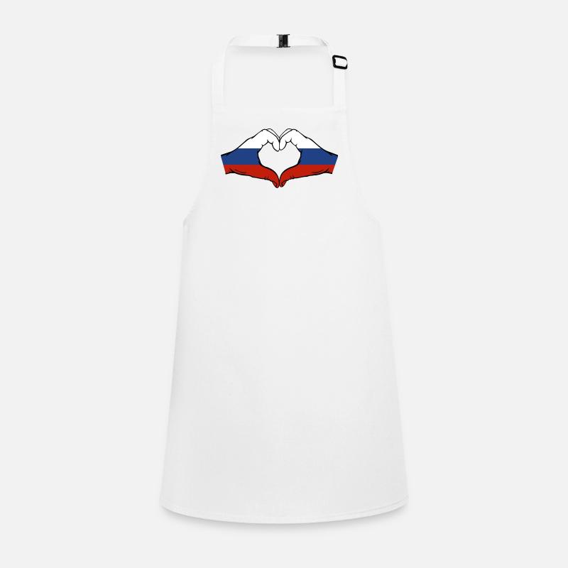 Drapeau de la Russie Mains Coeur Forme Tablier Enfant