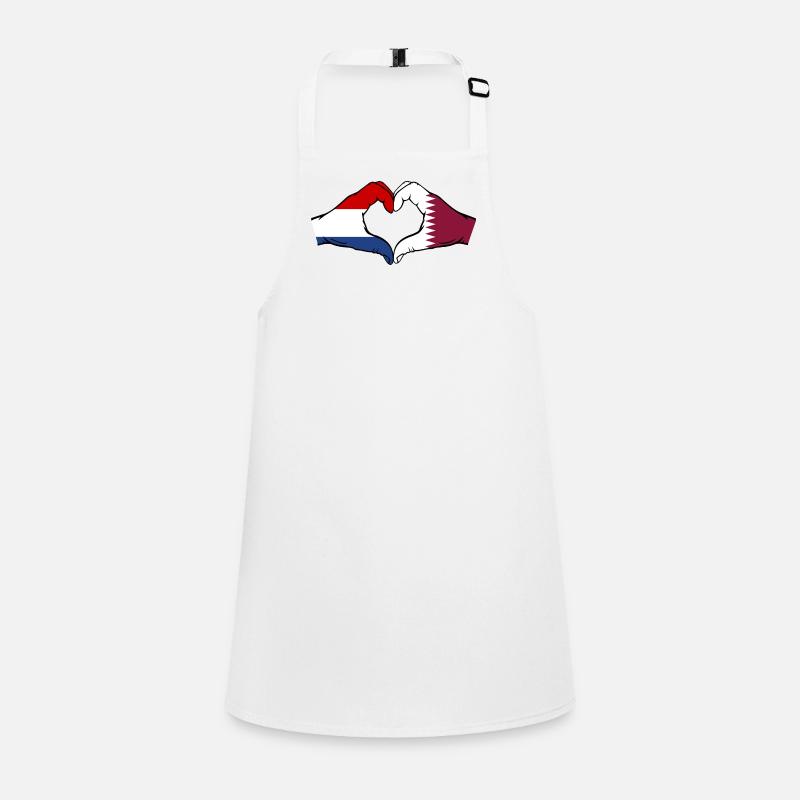 Hollande Qatar Drapeau Mains Forme Coeur Tablier Enfant