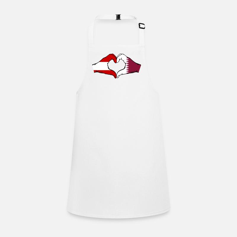 Austria Qatar Flag Hands Heart Shape Children's Apron