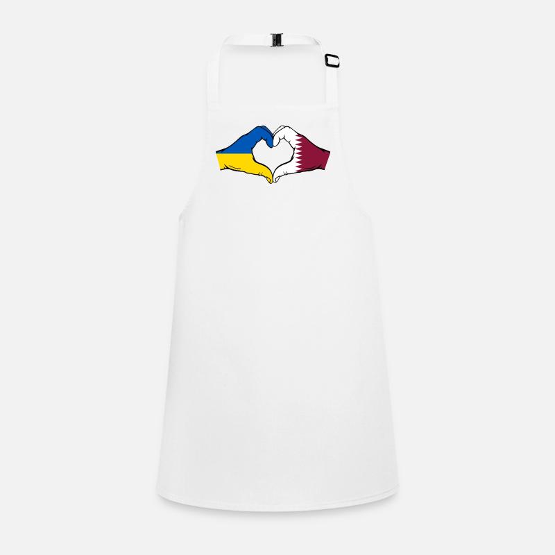 Drapeau de l’Ukraine Qatar Mains Coeur Forme Tablier Enfant