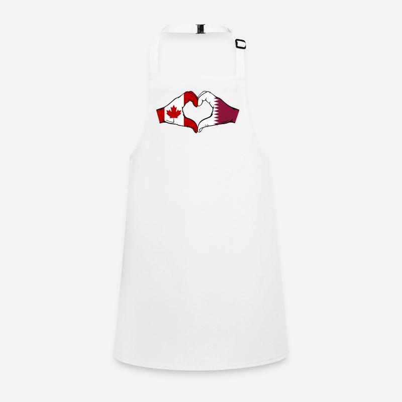 Drapeau du Canada Qatar Mains Forme Coeur Tablier Enfant
