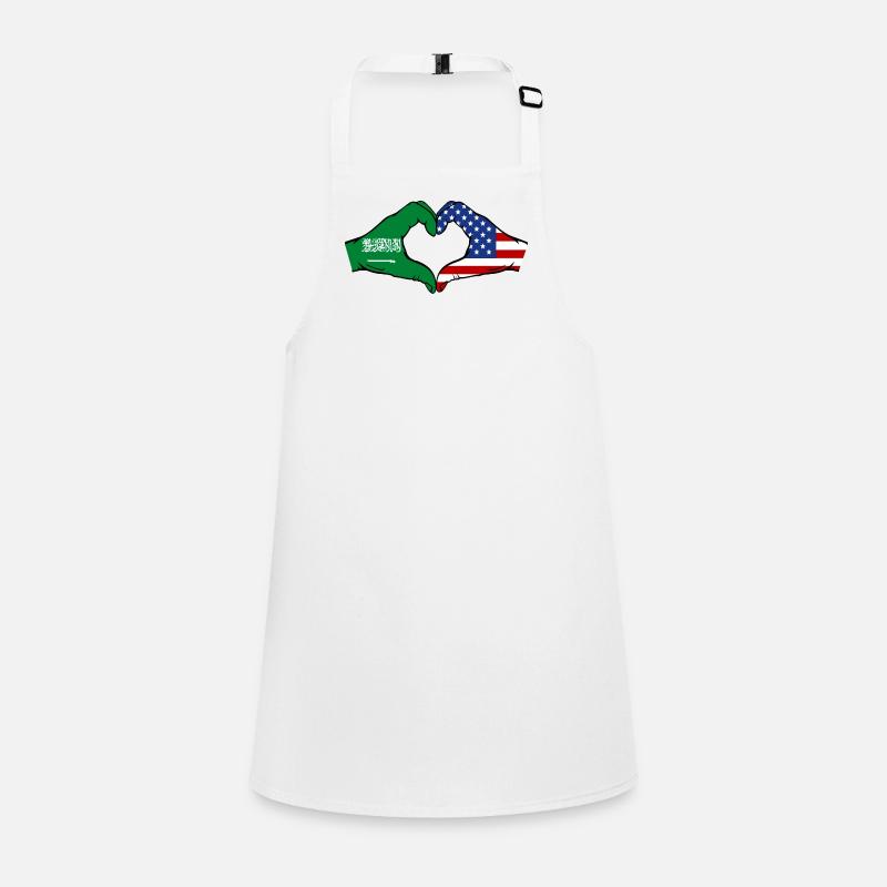 Saudi Arabia USA Flag Hands Heart Shape Children's Apron