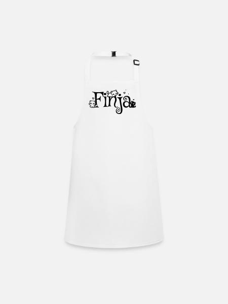 Finja Name First Name Kitten Name - Children's Apron - white - Front