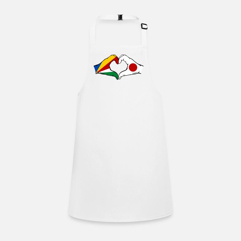 Seychelles Japan Flag Hands Heart Shape Children's Apron