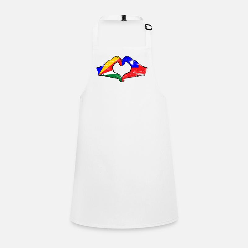 Seychelles Taiwan flag hands heart shape used Children's Apron
