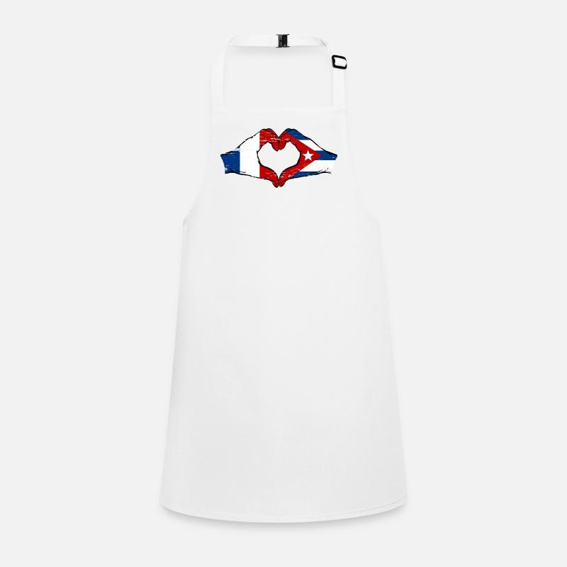 France Cuba Drapeau Mains Coeur Forme Utilisé Tablier Enfant