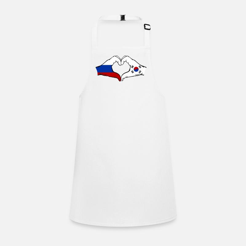 Russie Corée du Sud Drapeau Mains Coeur Forme Tablier Enfant