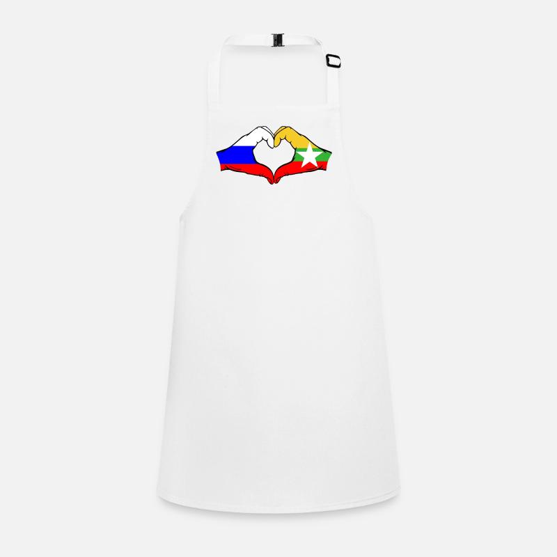Russie Myanmar Drapeau Mains Coeur Forme Tablier Enfant