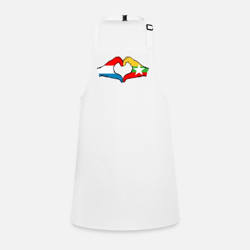 Luxembourg Myanmar Flag Hands Heart Shape Children's Apron