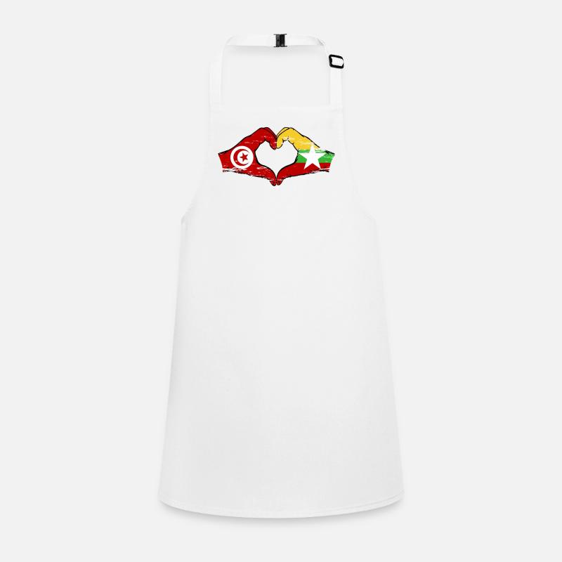 Tunisie Myanmar drapeau mains forme de coeur utilisé Tablier Enfant